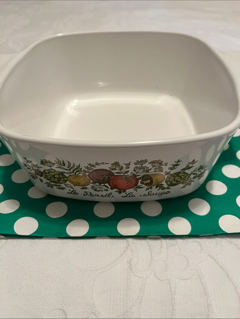 White Corning Ware Baking Dish 7” x 7”